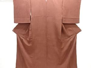 草花模様織り出し一つ紋色無地着物